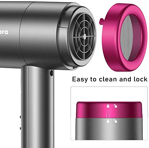 Newdora Secador de Pelo, 1800W Secador de Pelo Profesional Secador Iónico 3 Velocidades Ajustables con 1 Boquillas y 1 Difusor para Hogar, Peluqueria, Dormitorio, Hotel