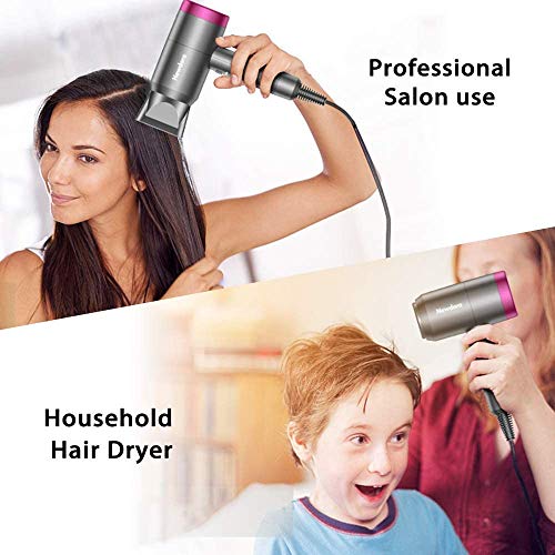 Newdora Secador de Pelo, 1800W Secador de Pelo Profesional Secador Iónico 3 Velocidades Ajustables con 1 Boquillas y 1 Difusor para Hogar, Peluqueria, Dormitorio, Hotel