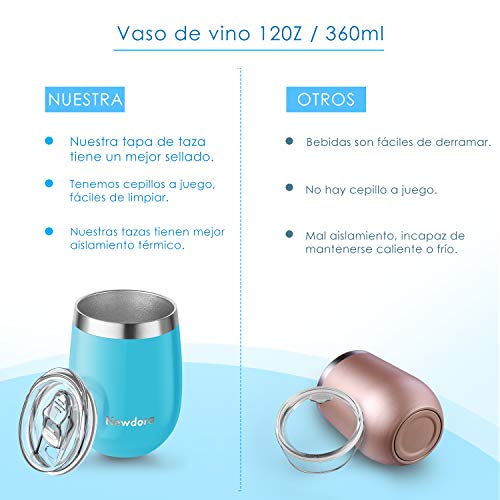 Newdora Termo Cafe 360ml, Taza Térmica de Viaje de Acero Inoxidable con 1 un Cepillo de Limpieza, Tazas Cafe Reutilizable para Niños & Adultos, Oficina, Deporte, Acampada, Gimnasio