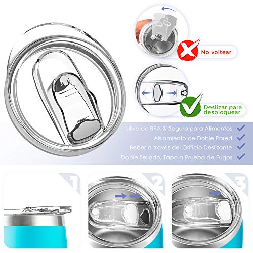 Newdora Termo Cafe 360ml, Taza Térmica de Viaje de Acero Inoxidable con 1 un Cepillo de Limpieza, Tazas Cafe Reutilizable para Niños & Adultos, Oficina, Deporte, Acampada, Gimnasio