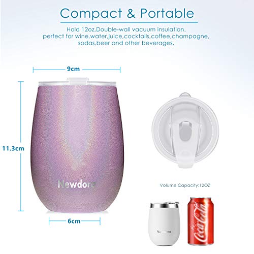 Newdora Termo Cafe 360ml, Taza térmica de Viaje de Acero Inoxidable con 1 un Cepillo de Limpieza, Tazas Cafe Reutilizable para Niños & Adultos, Oficina, Deporte, Acampada, Gimnasio (Rosado)