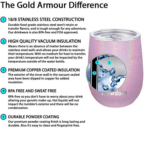 Newdora Termo Cafe 360ml, Taza térmica de Viaje de Acero Inoxidable con 1 un Cepillo de Limpieza, Tazas Cafe Reutilizable para Niños & Adultos, Oficina, Deporte, Acampada, Gimnasio (Rosado)