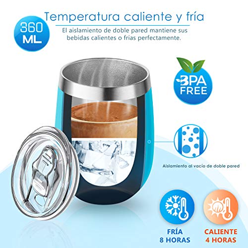 Newdora Termo Cafe 360ml, Taza Térmica de Viaje de Acero Inoxidable con 1 un Cepillo de Limpieza, Tazas Cafe Reutilizable para Niños & Adultos, Oficina, Deporte, Acampada, Gimnasio