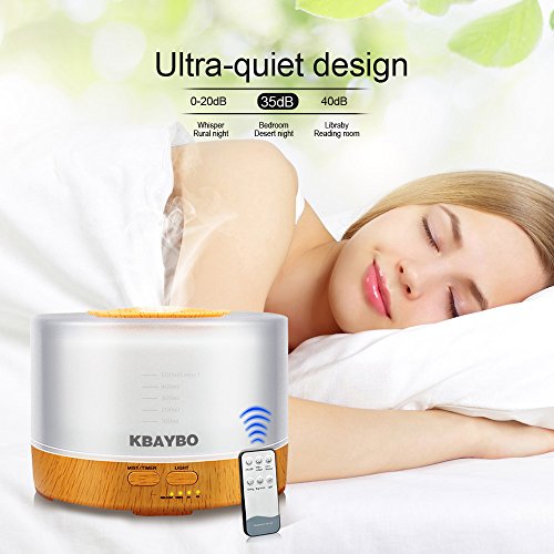 NEWKBO 500 ml Humidificador Ultrasónico Difusor Aromatherapie Humidificador Grano De Madera Difusor De Aceites Esenciales Transmisión Purificador De Aire Madera Con 7 ColoresLuces LED Para