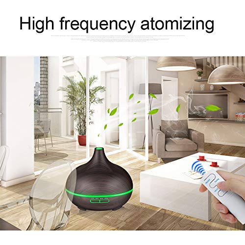 NEWKBO Humidificador Ultrasónico de 500 ml para Aromaterapia, Difusor de Aceites Esenciales, Vapor frío LED de 7 Colores, 4 Ajustes de Tiempo, Oficina, Niños, Dormitorio, Color Marrón
