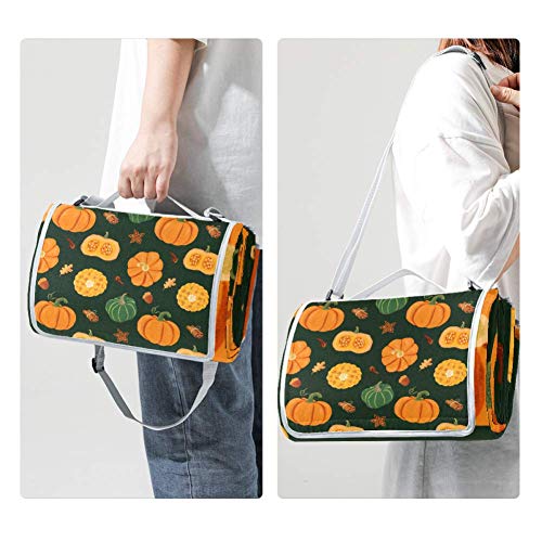 NewLL - Manta de picnic con diseño de calabazas y especias, impermeable, para exteriores, plegable, para playa, camping, senderismo