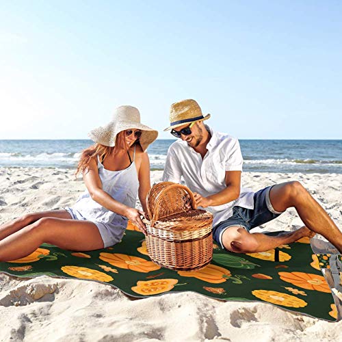 NewLL - Manta de picnic con diseño de calabazas y especias, impermeable, para exteriores, plegable, para playa, camping, senderismo