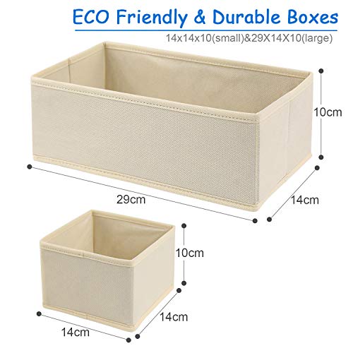 NEWSTYLE Organizadores de Cajones,Juego de 6 Cajas Organizadoras Plegables para Sujetadores Bragas Calcetines (Beige)