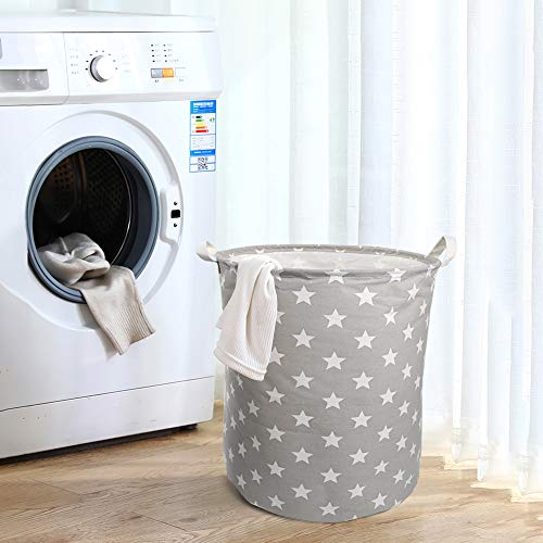 NEWSTYLE Pliable Panier à Linge,Grand Organiser Paniers pour Vêtements Stockage de Jouets Household Organisateur (Gris Star)
