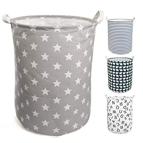 NEWSTYLE Pliable Panier à Linge,Grand Organiser Paniers pour Vêtements Stockage de Jouets Household Organisateur (Gris Star)