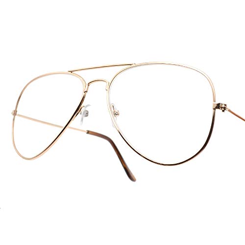 NEWVISION® - Gafas de lectura, gafas de vista para presbicia, montura de metal, estilo retro aviador, ref. NV8132 +3.00 dorado