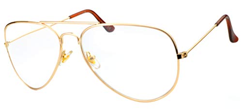 NEWVISION® - Gafas de lectura, gafas de vista para presbicia, montura de metal, estilo retro aviador, ref. NV8132 +3.00 dorado
