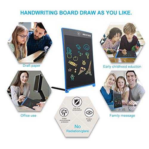 NEWYES Tableta de Escritura LCD a Color, Pizarra Digital, Tablet para Dibujar para Niños 8.5 Pulgadas (Azul)