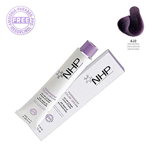 NHP Permanent Color Cream. 6.22 Irisee Violeta intensa. Con aceite de argán manteca de cacao. Ingredientes orgánicos certificados 100 ml.