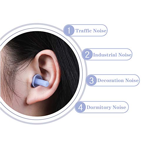 NIAGUOJI Tapones para los oídos de silicona suave, protección auditiva, 6 pares de tapones para los oídos con cancelación de ruido, reutilizables, impermeables, protección contra el ruido para dormir