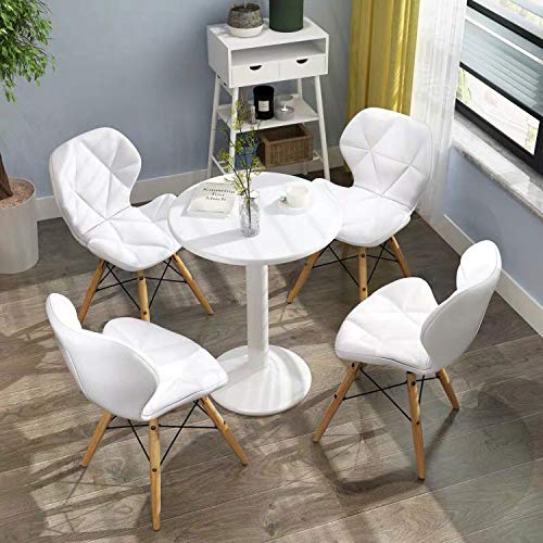 Nicemoods Set de 4 sillas de Comedor, Mariposa Tipo Respaldo Silla de Comedor, Inspirado Silla PU Retro Blanco Comedor Silla Oficina Silla Lounge