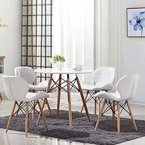 Nicemoods Set de 4 sillas de Comedor, Mariposa Tipo Respaldo Silla de Comedor, Inspirado Silla PU Retro Blanco Comedor Silla Oficina Silla Lounge