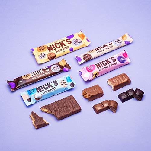 NICKS Favourite Mix, Barritas de chocolate surtidas, sin azúcar añadido, sin gluten (10 x 40g + 2 x 25g)