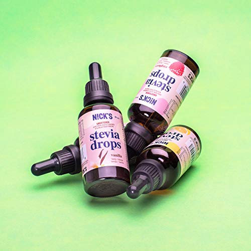 NICKS Stevia Drops, stevia líquida en gotas sin azúcar, cero calorías, edulcorante líquido aromatizado 50 ml (Menta)