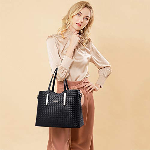 NICOLE & DORIS Bolsos para Mujeres Bolsos de asa Superior Bolso de Hombro para Mujer 3pcs Bolsos del Trabajo, Diario Vida Negro