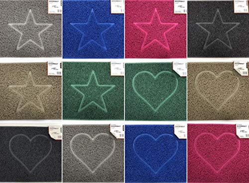Nicoman Estrella Felpudo Logotipo en Relieve Rizos de Vinilo Entrada Bienvenido Lavable Alfombra-(Usar en Interiores y Exteriores), Pequeño (60x40cm), Gris