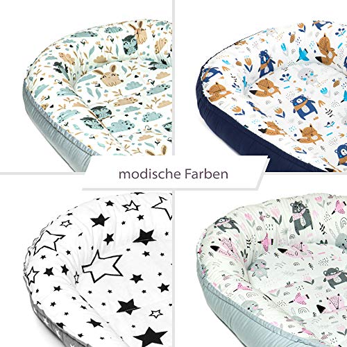 nido bebe recien nacido - reductor de cuna nidos para bebes cojin colecho gris blanco con estrellas negras 90 x 50 cm