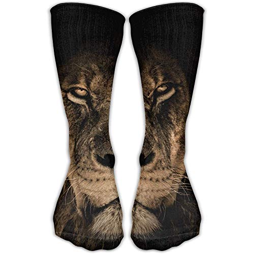 Nifdhkw Calcetines clásicos para hombre con ojos cerrados de melena de león africano, calcetines atléticos de 30 cm de largo, talla única
