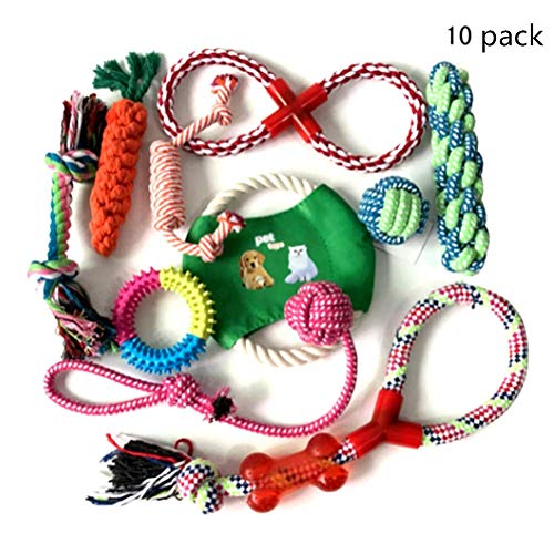 Nifogo Cuerda De Juguete para Perro,Juguete De Cuerda De Algodón, Juego De Juguete Interactivo De Tamaño Pequeño y Mediano, Herramienta De Entrenamiento del Perro (Color Mezclado, 10PC)