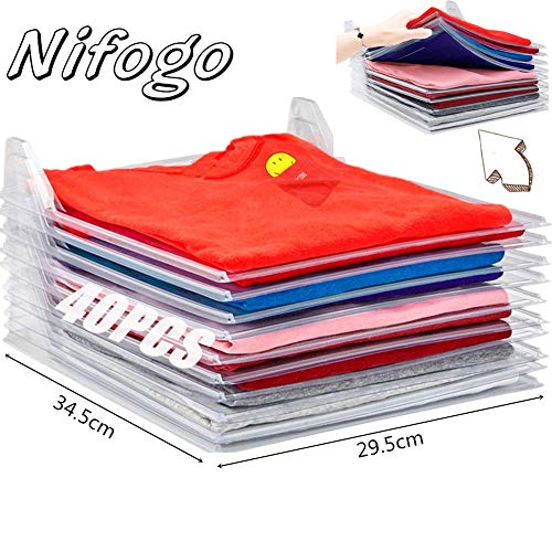 Nifogo Organizador de Camisetas, Organizador de Armario,Camiseta Carpeta Sistema Antiarruga,tamaño Normal Blanco (40PCS)