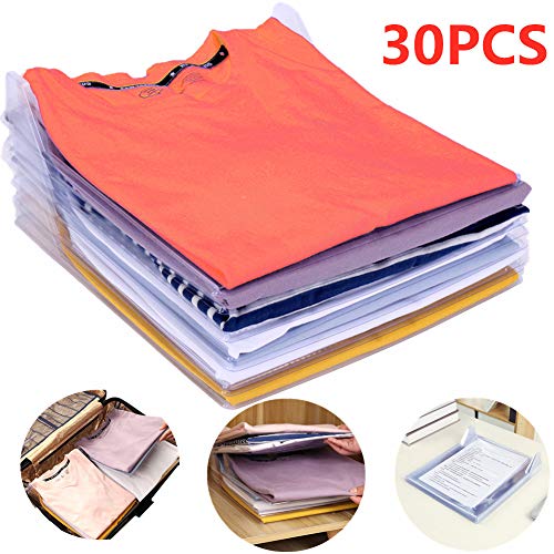 DIKER Camiseta Carpeta Sistema AntiarrugaOrganizador de ArmarioCarpeta Ropa 30PCS Vestido,tamaño Normal 