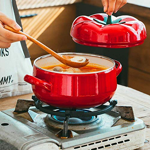 NIHAOA 2 litros de Esmalte Olla de Acero Cacerola con Tapa de guiso de Olla de cazuela de Leche for cocinar Las Verduras de fusión boilin Mantequilla (Color : -, Size : -)