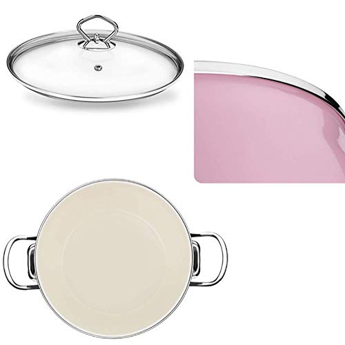 NIHAOA Alimentos Durante Todo bebé Olla la Leche Olla aditivo Olla Olla de Esmalte Cacerola con Tapa de Vidrio 9x10inch (d22xh25cm) (Color : -, Size : -)