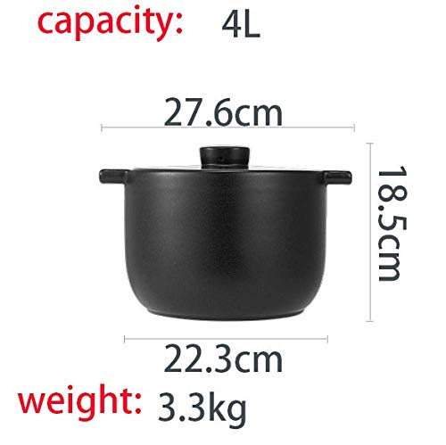 NIHAOA Ampliamente Utilizado Utensilios de Cocina guiso de actualización de Terracota de Salud y nutrición de Ahorro de energía de la Capacidad pote de Salud: Negro 4L (Color : -, Size : -)