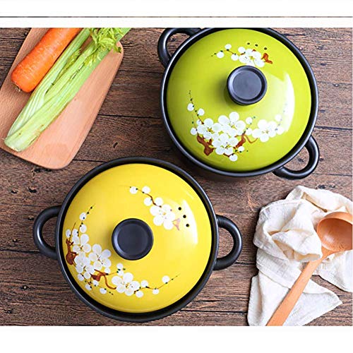NIHAOA Cazuela cerámica-Revestido Resistente al Calor con Tapa y Mango de Esmalte Coloreado Antiadherente japonés pote de Tierra 6.3 (Color : -, Size : -)