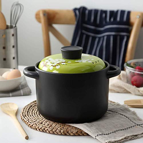 NIHAOA Cazuela cerámica-Revestido Resistente al Calor con Tapa y Mango de Esmalte Coloreado Antiadherente japonés pote de Tierra 6.3 (Color : -, Size : -)