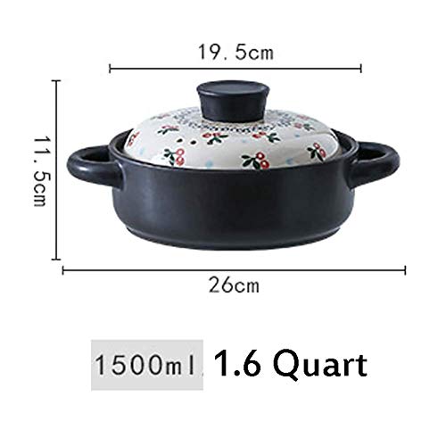 NIHAOA Crisol de Arcilla de Tierra Saludable Pot Pot Resistente al Calor Sopa de crisol de la Sopa Caliente Crisol con Esmalte del Color de la Tapa no se Pega cerámica cazuela 3 (Color : -, Size : -)
