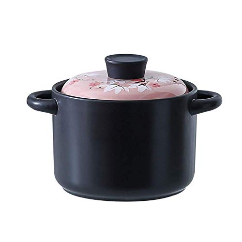 NIHAOA Crisol de Arcilla de Tierra Saludable Pot Pot Resistente al Calor Sopa de crisol de la Sopa Caliente Crisol con Esmalte del Color de la Tapa no se Pega cerámica cazuela 3 (Color : -, Size : -)