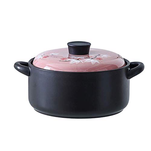 NIHAOA Crisol de Arcilla de Tierra Saludable Pot Pot Resistente al Calor Sopa de crisol de la Sopa Caliente Crisol con Esmalte del Color de la Tapa no se Pega cerámica cazuela 4 (Color : -, Size : -)