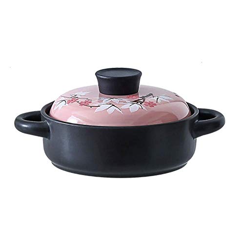 NIHAOA Crisol de Arcilla de Tierra Saludable Pot Pot Resistente al Calor Sopa de crisol de la Sopa Caliente Crisol con Esmalte del Color de la Tapa no pegajosa cazuela de cerámica 1
