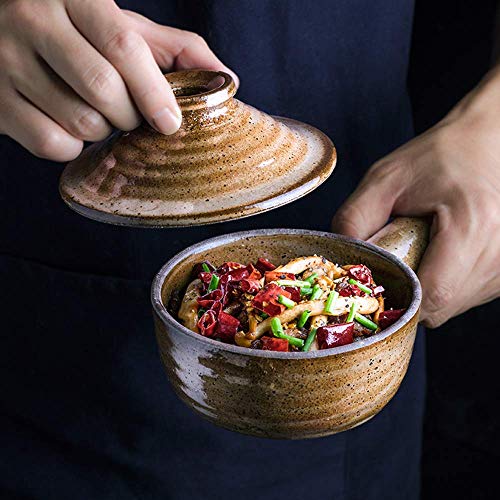 NIHAOA Mini Sopa de cerámica de Cuencos con Asas de Las ollas de Arcilla cazuela de cerámica Japonesa de Olla cazuela Resistente al Calor Tapa (Color : -, Size : -)