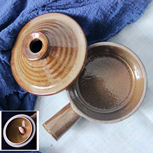 NIHAOA Mini Sopa de cerámica de Cuencos con Asas de Las ollas de Arcilla cazuela de cerámica Japonesa de Olla cazuela Resistente al Calor Tapa (Color : -, Size : -)