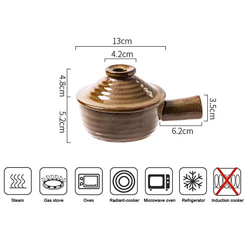 NIHAOA Mini Sopa de cerámica de Cuencos con Asas de Las ollas de Arcilla cazuela de cerámica Japonesa de Olla cazuela Resistente al Calor Tapa (Color : -, Size : -)