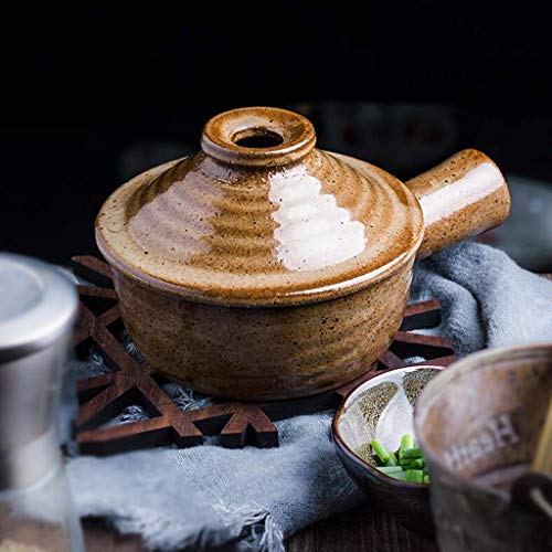 NIHAOA Mini Sopa de cerámica de Cuencos con Asas de Las ollas de Arcilla cazuela de cerámica Japonesa de Olla cazuela Resistente al Calor Tapa (Color : -, Size : -)