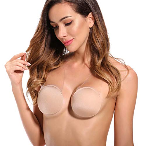 Niidor Levantamiento de Senos pétalos Silicona pezón Cubre Empuje hacia Arriba Pasteles Reutilizables Adhesivos para Mujeres-Nude L