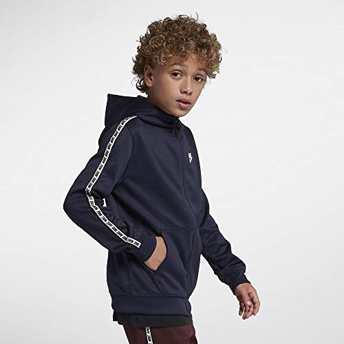 NIKE B NSW Repeat FZ Poly Hood Sudadera, Niños, Obsidian/White, M