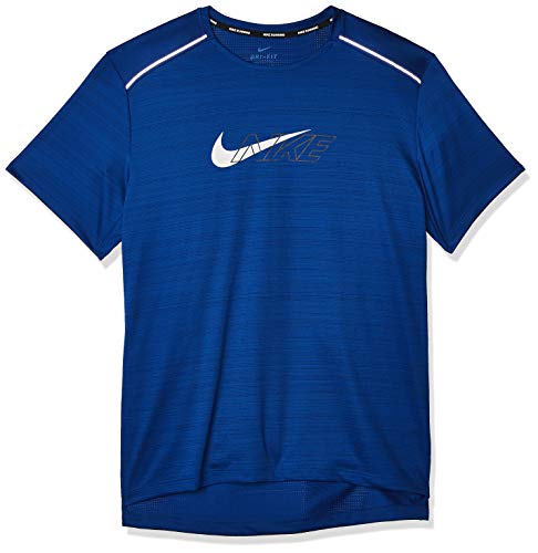 NIKE DF Miler Flash NV - Camiseta de Manga Corta para Hombre, Hombre, Camiseta, BV5397, Azul, Extra-Large