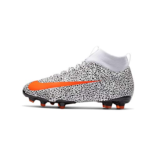Nike Jr. Superfly 7 Academy CR7 FG/MG, Football Shoe Unisex-Child, White/Total Orange-Black, 36 EU