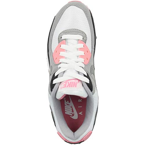 Nike W Air MAX 90, Zapatillas para Correr para Mujer, White/Particle Grey/Rose/Black, 38.5 EU