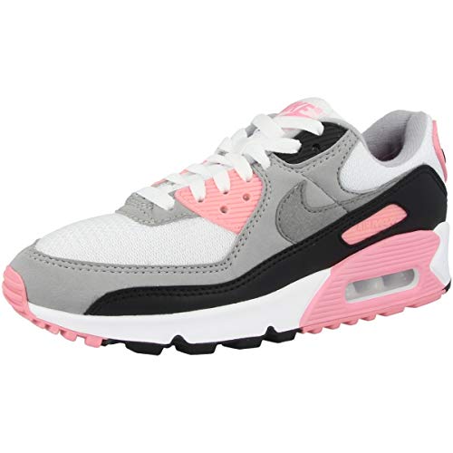 Nike W Air MAX 90, Zapatillas para Correr para Mujer, White/Particle Grey/Rose/Black, 38.5 EU