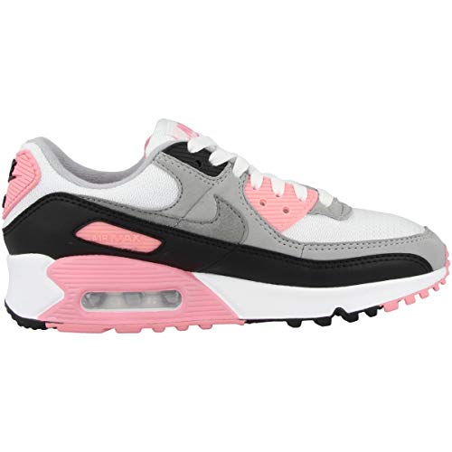 Nike W Air MAX 90, Zapatillas para Correr para Mujer, White/Particle Grey/Rose/Black, 38.5 EU